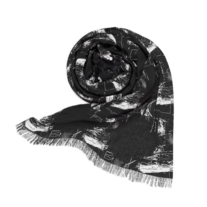 Light Scarf — Black & White Abstract Patterned Scarf