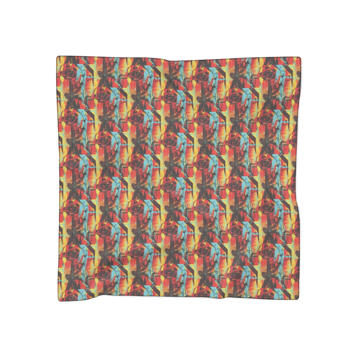 Abstract Floral Poly Scarf — Colorful Boho Patterned Lightweight Fashion Scarf
