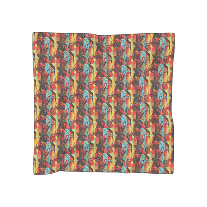 Abstract Floral Poly Scarf — Colorful Boho Patterned Lightweight Fashion Scarf