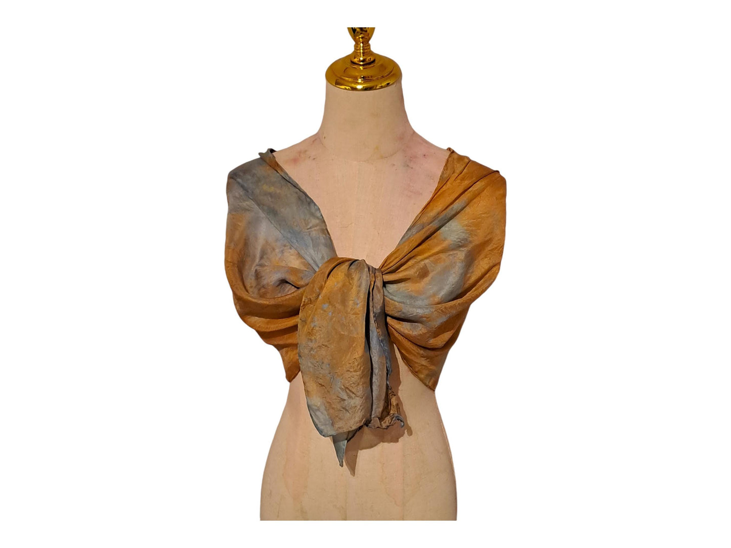 Golden Orange Ice-Dyed Silk Scarf: Lightweight Travel Shawl