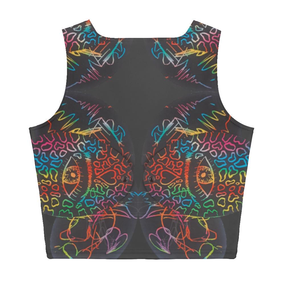 Psychedelic Jaguar Crop Top | Neon Rainbow Abstract Animal Print