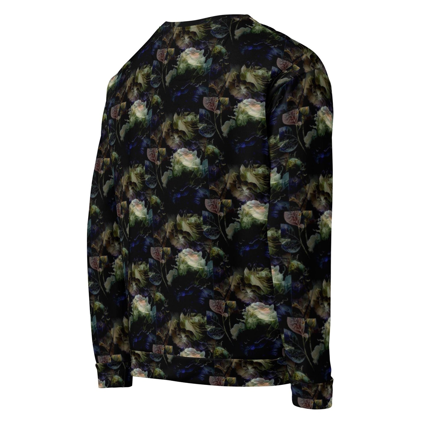 Chic Black Jumper with White Rose Floral Design