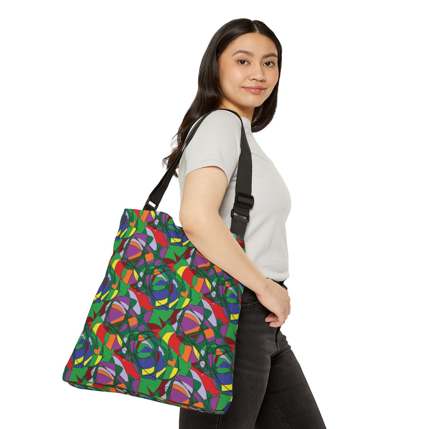 Abstract Colorful Mosaic Adjustable Tote Bag — Vibrant Geometric All-Over Print