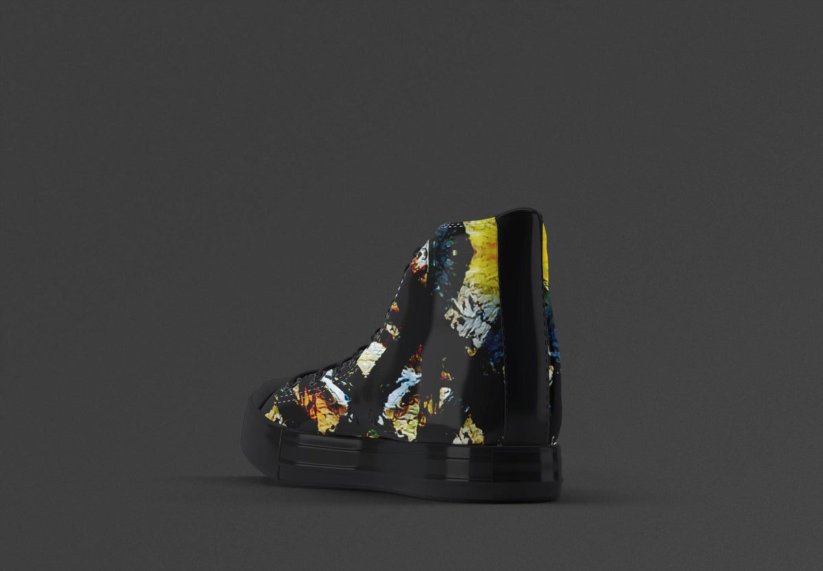 Men's Abstract Painted High Top Canvas Shoes: Streetwear Sneakers