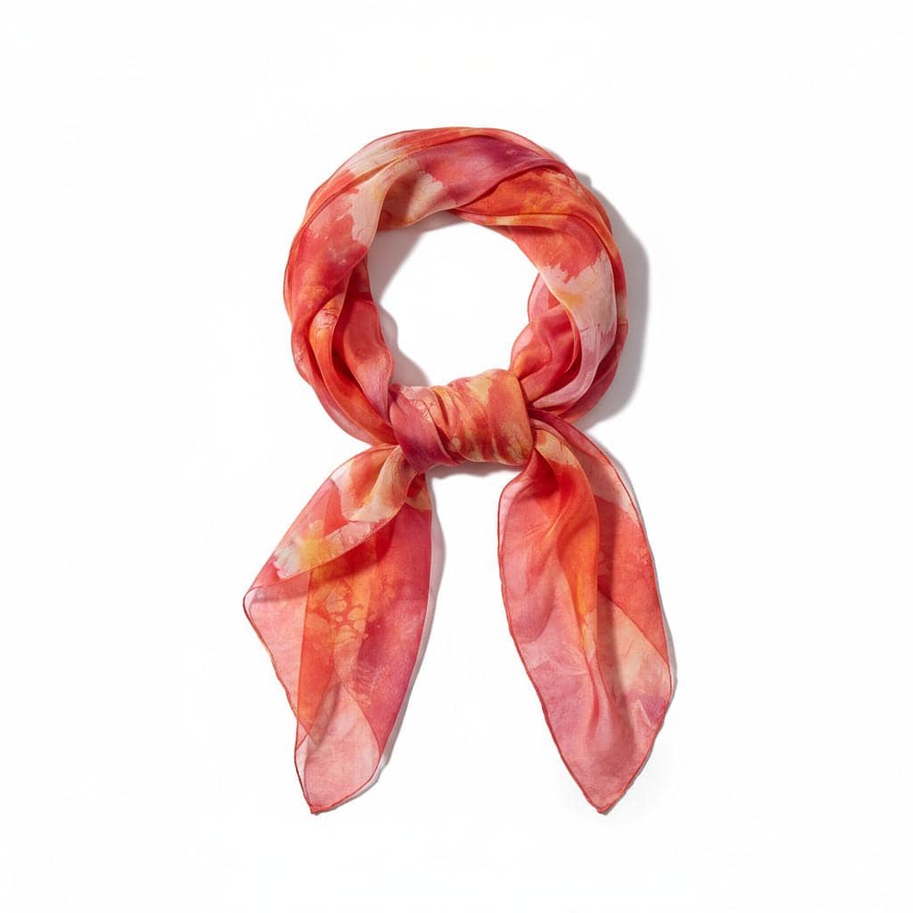 Orange Swirl Silk Scarf: Hand-Dyed Batik Boho Wrap