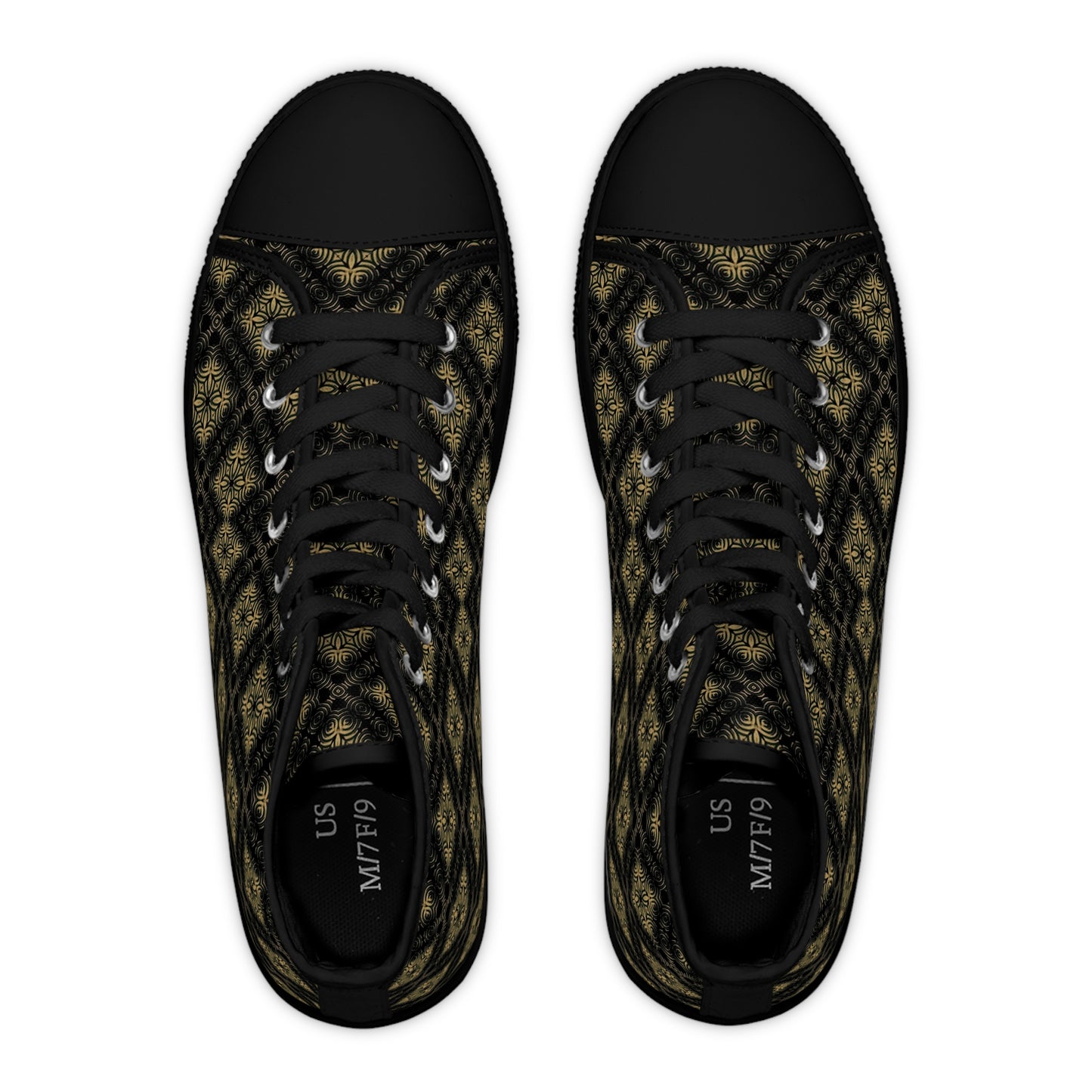 Black and Gold Women's High Top Sneakers, Trendy Boy Shoes, Comfy Shoes for Women, Stylish High Tops, Fashionable Sneakers