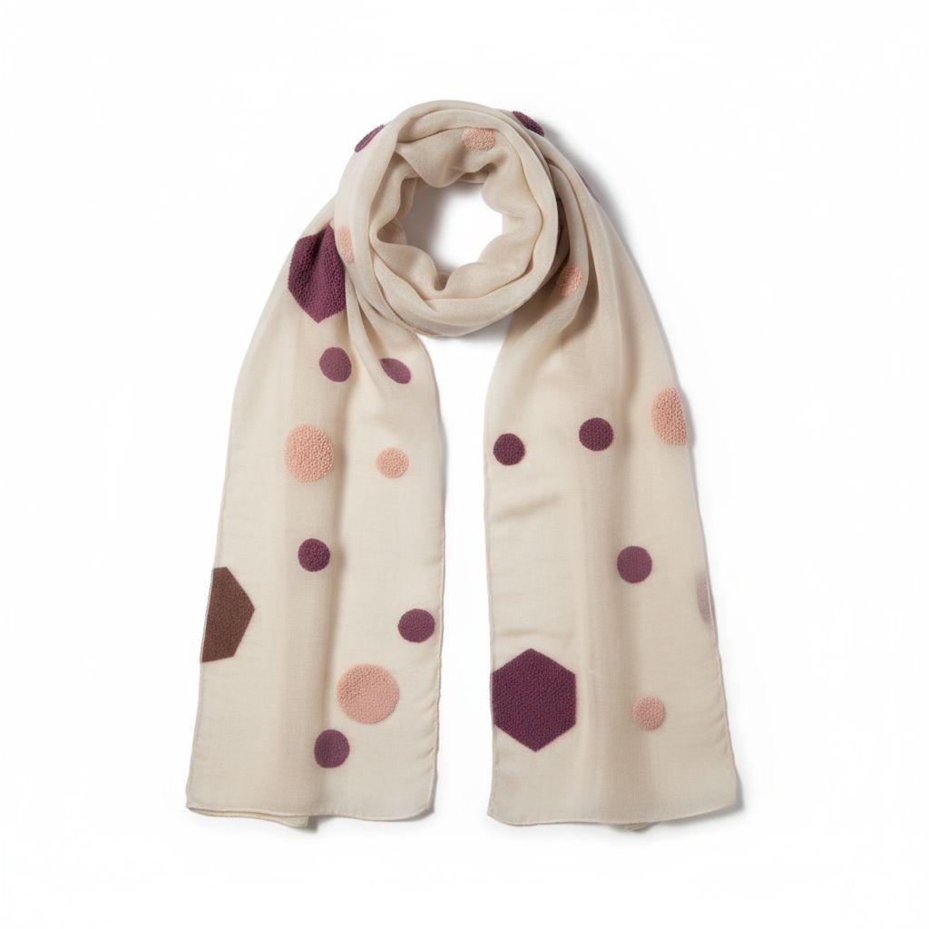 Handmade Scarf with Puff Vinyl Pattern | Unique Geometric Design Wrap | Soft and Stylish Accessory