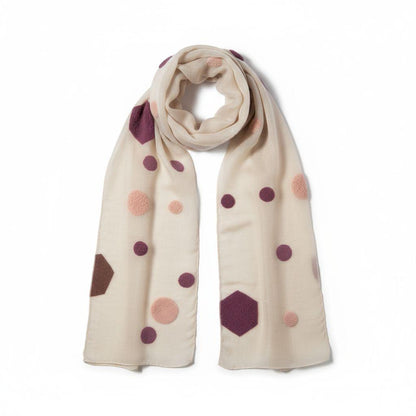 Handmade Scarf with Puff Vinyl Pattern | Unique Geometric Design Wrap | Soft and Stylish Accessory
