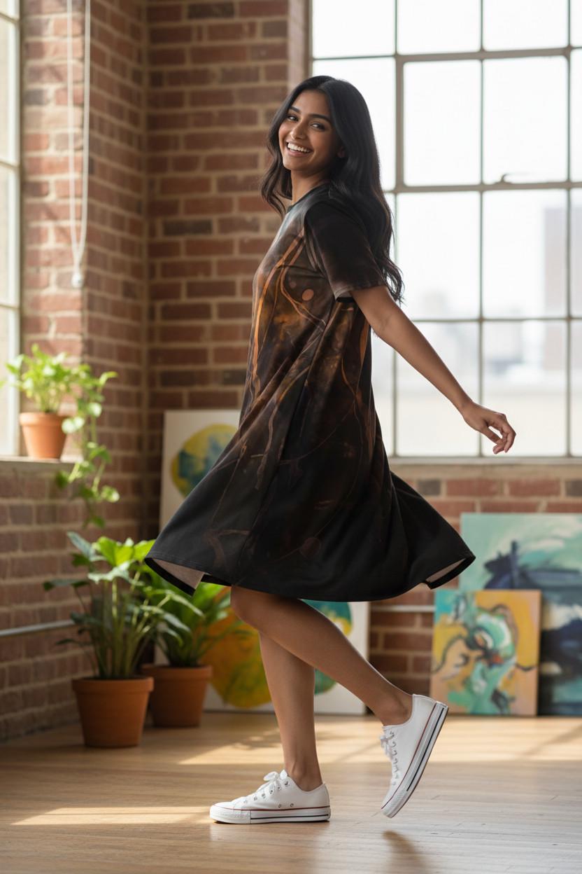 Galaxy Shirt Dress: Bronze & Black Loungewear