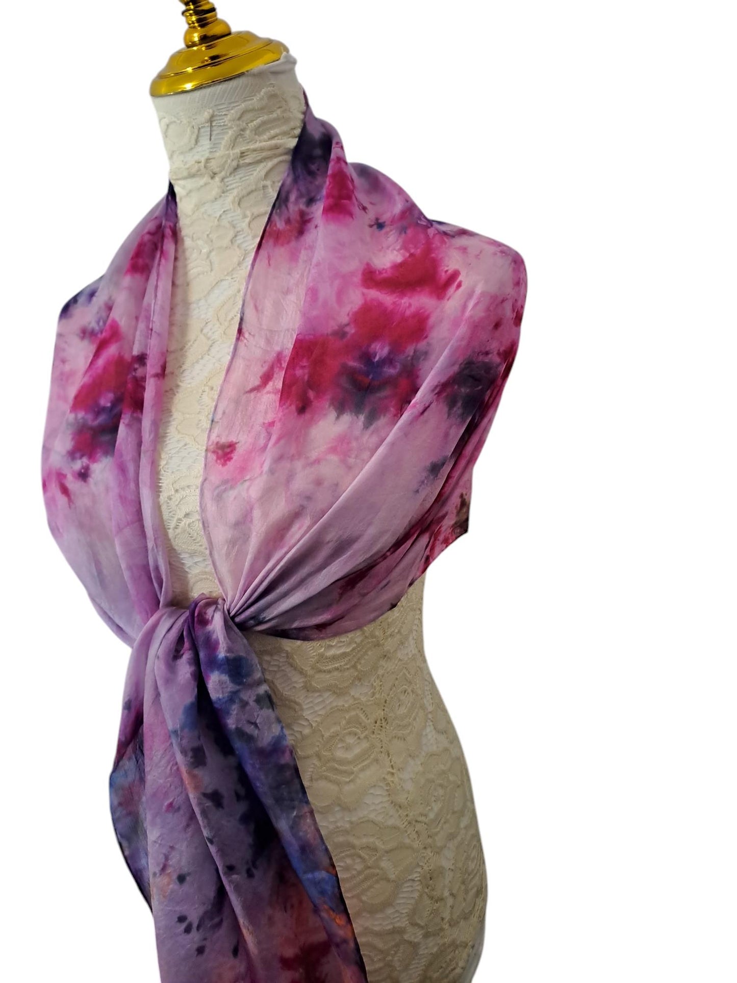 Handmade Blue & Pink Tie-Dyed Silk Scarf: Artisan Fashion