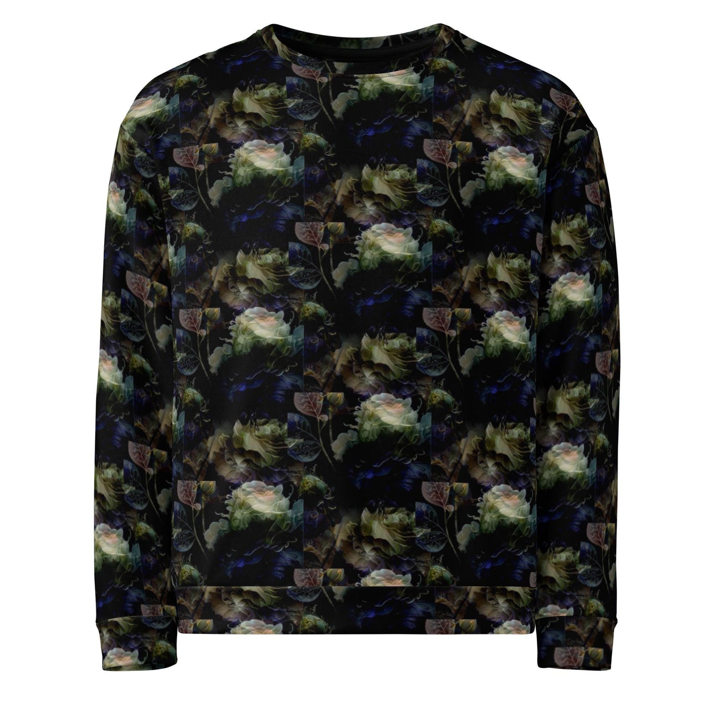 Chic Black Jumper with White Rose Floral Design