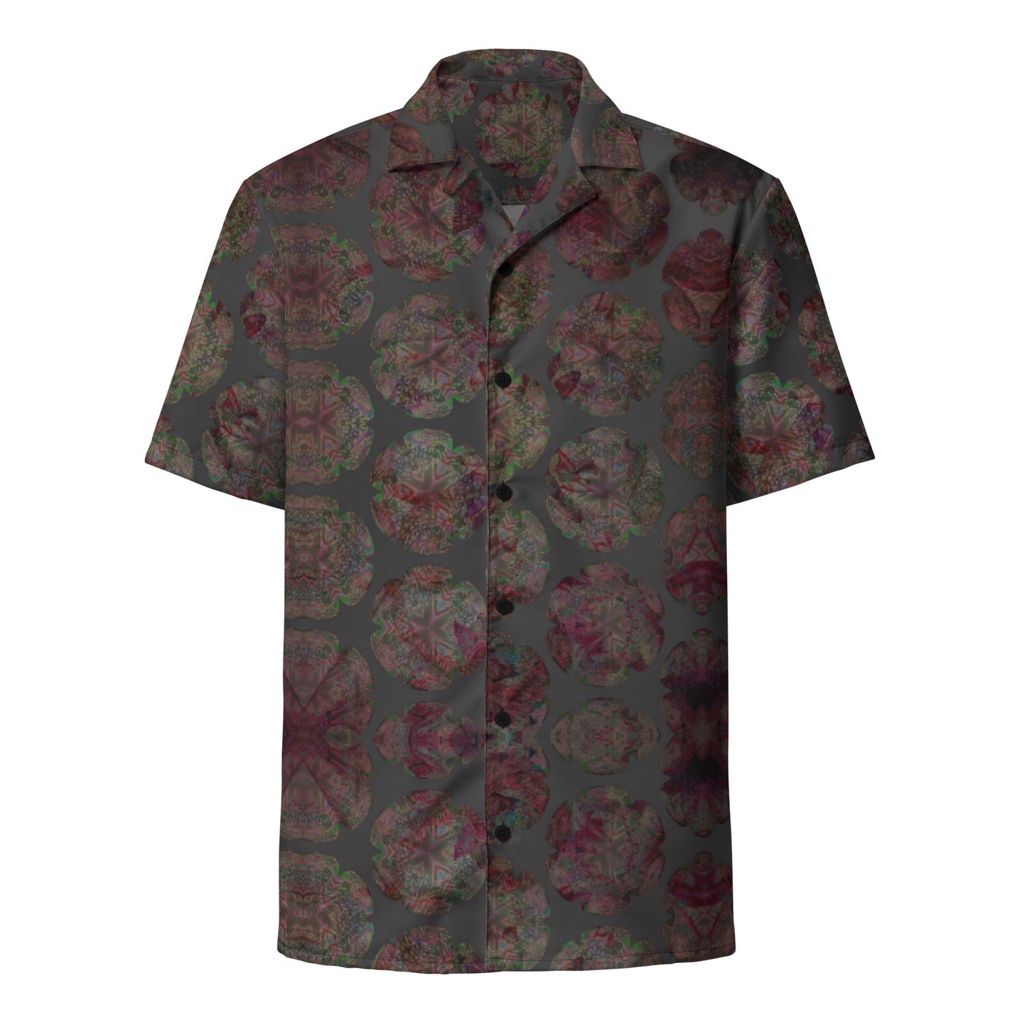 Vintage-Inspired Dark Floral Print Cropped Shirt – Women’s Casual Button-Up Blouse