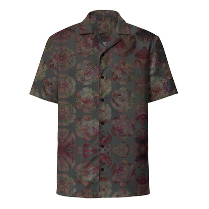 Vintage-Inspired Dark Floral Print Cropped Shirt – Women’s Casual Button-Up Blouse