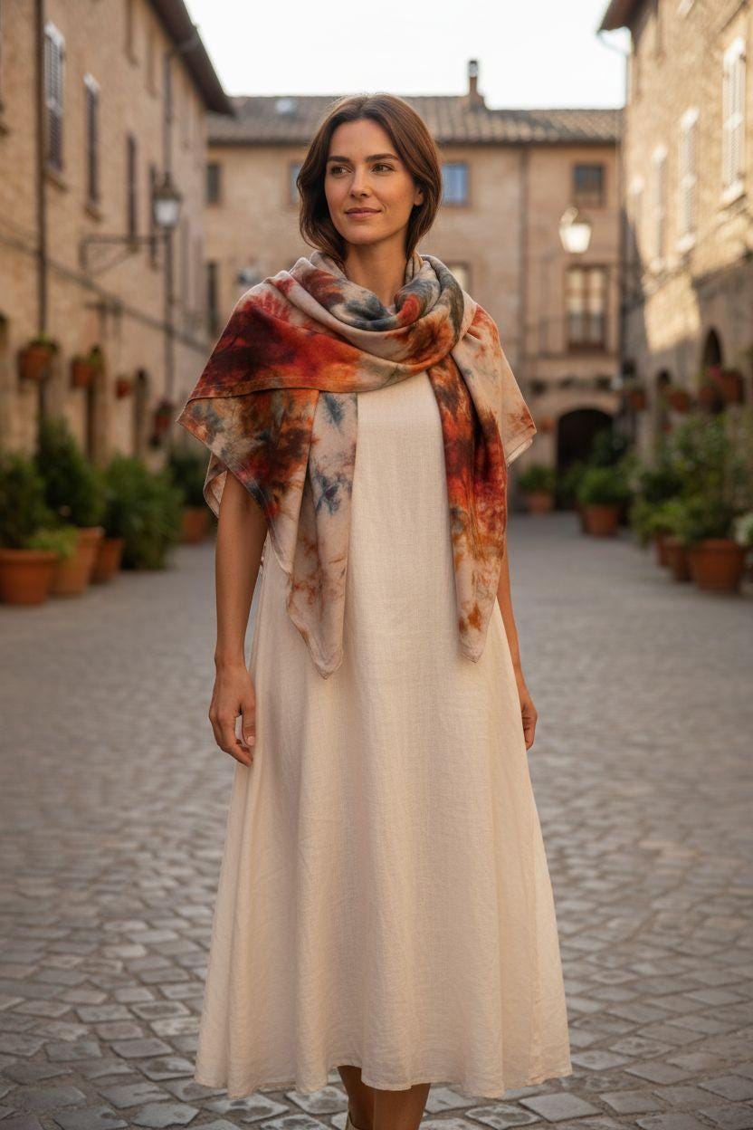 Vibrant Silk Satin Scarf: Shimmering Elegance with Rich Colour