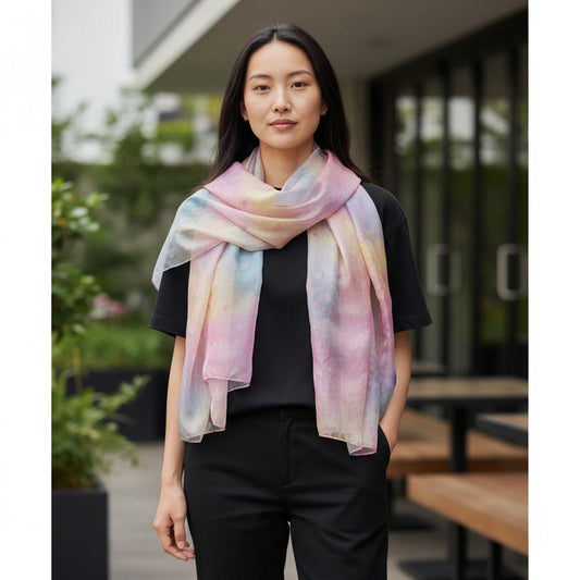 Handmade Pastel Pink Scarf, Elegant Bubble Gum Colour