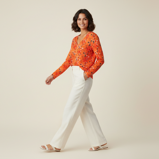 Abstract V-Neck Long Sleeve Shirt: Bohemian Women's Top