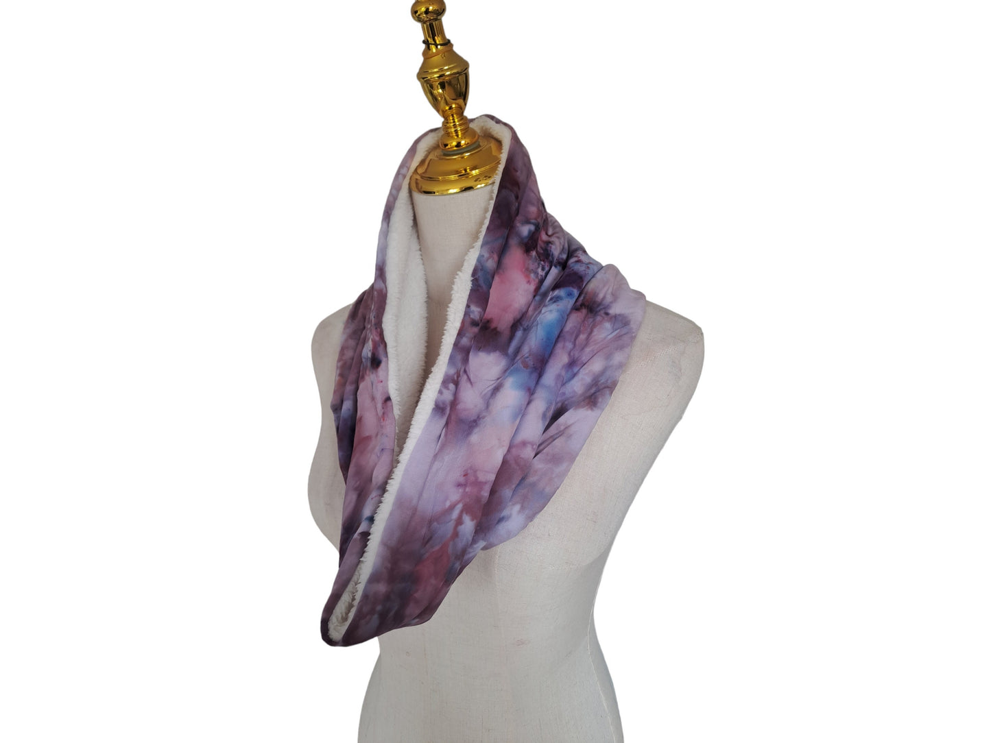 Purple Ice-Dyed Snood | Lightweight Neck Scarf, Soft Fur Lined