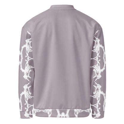 Handmade Pale Silver Pink Bomber Jacket: Stylish Women's Patterned Jacket