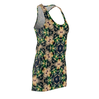 Kaleidoscope Floral Racerback Dress — Green Boho Patterned AOP