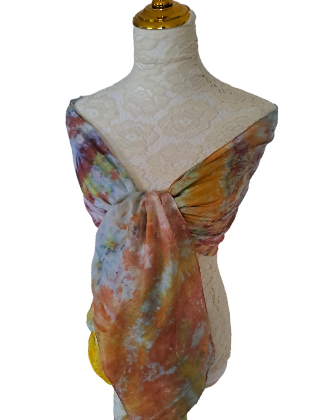 Extra Large Ice Dyed Scarf: Luxury Handmade Accessory
