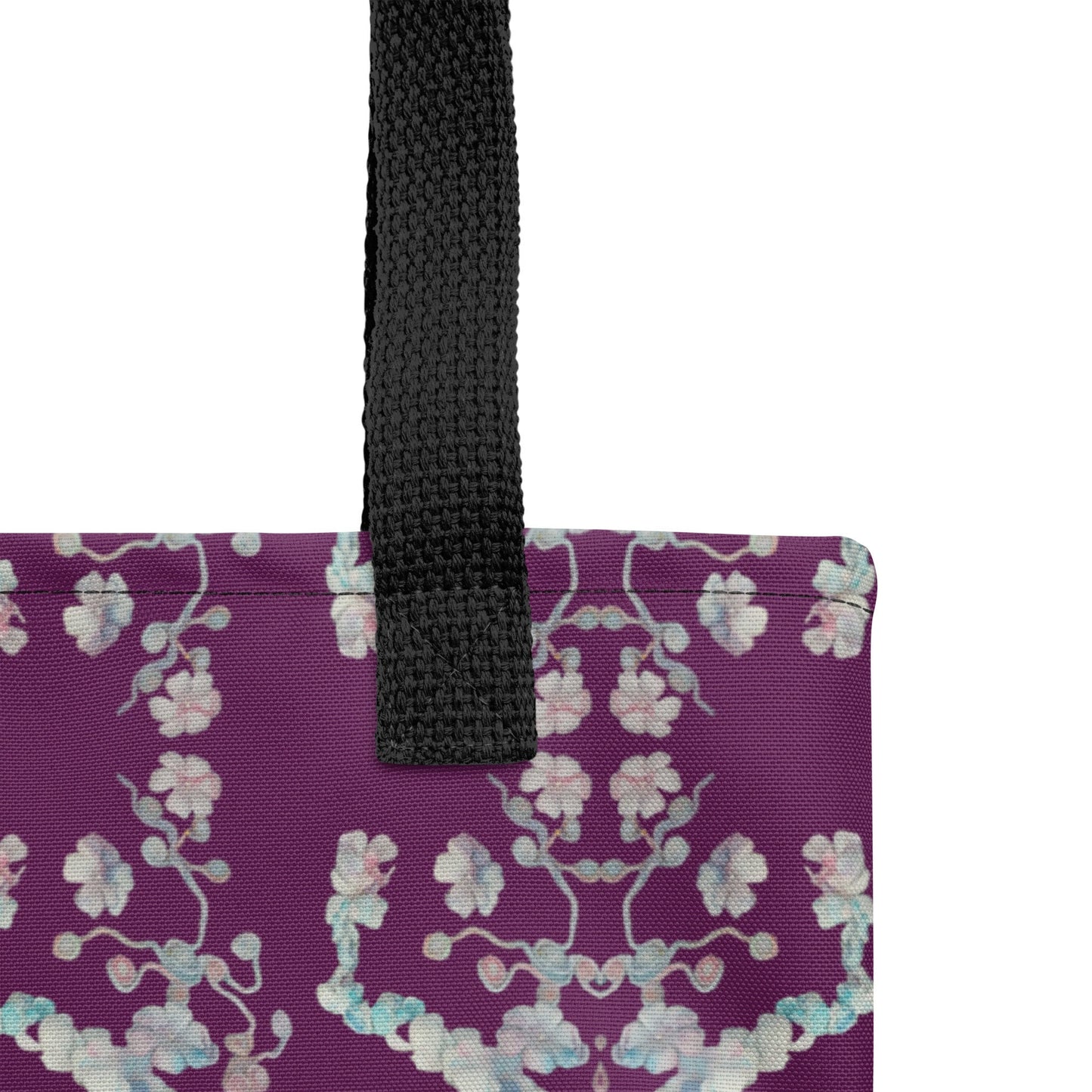 Floral Purple Tote Bag, Lightweight Polyester