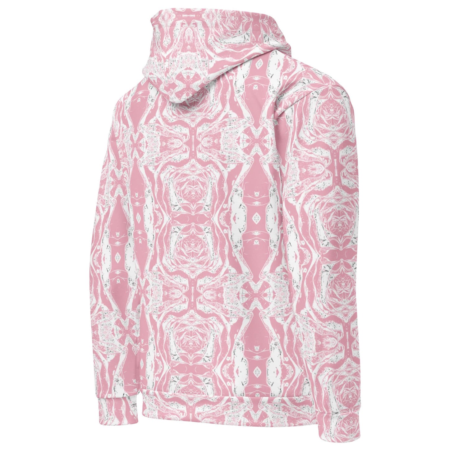 Pink Marble Print Hoodie with Pocket