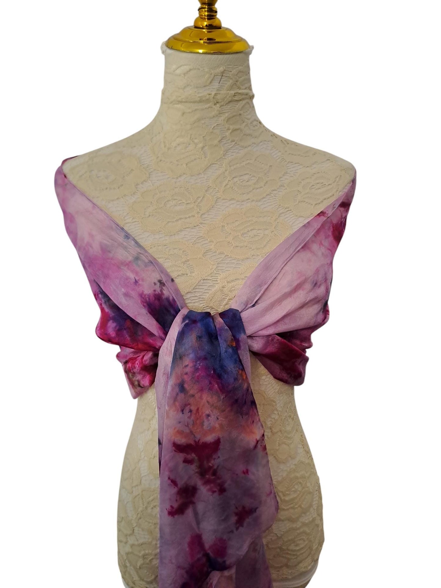 Handmade Blue & Pink Tie-Dyed Silk Scarf: Artisan Fashion