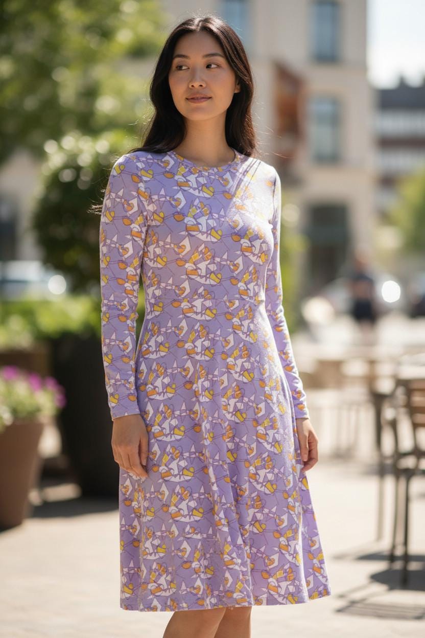 Elegant Lavender Garden Dress for Holidays- midi dress