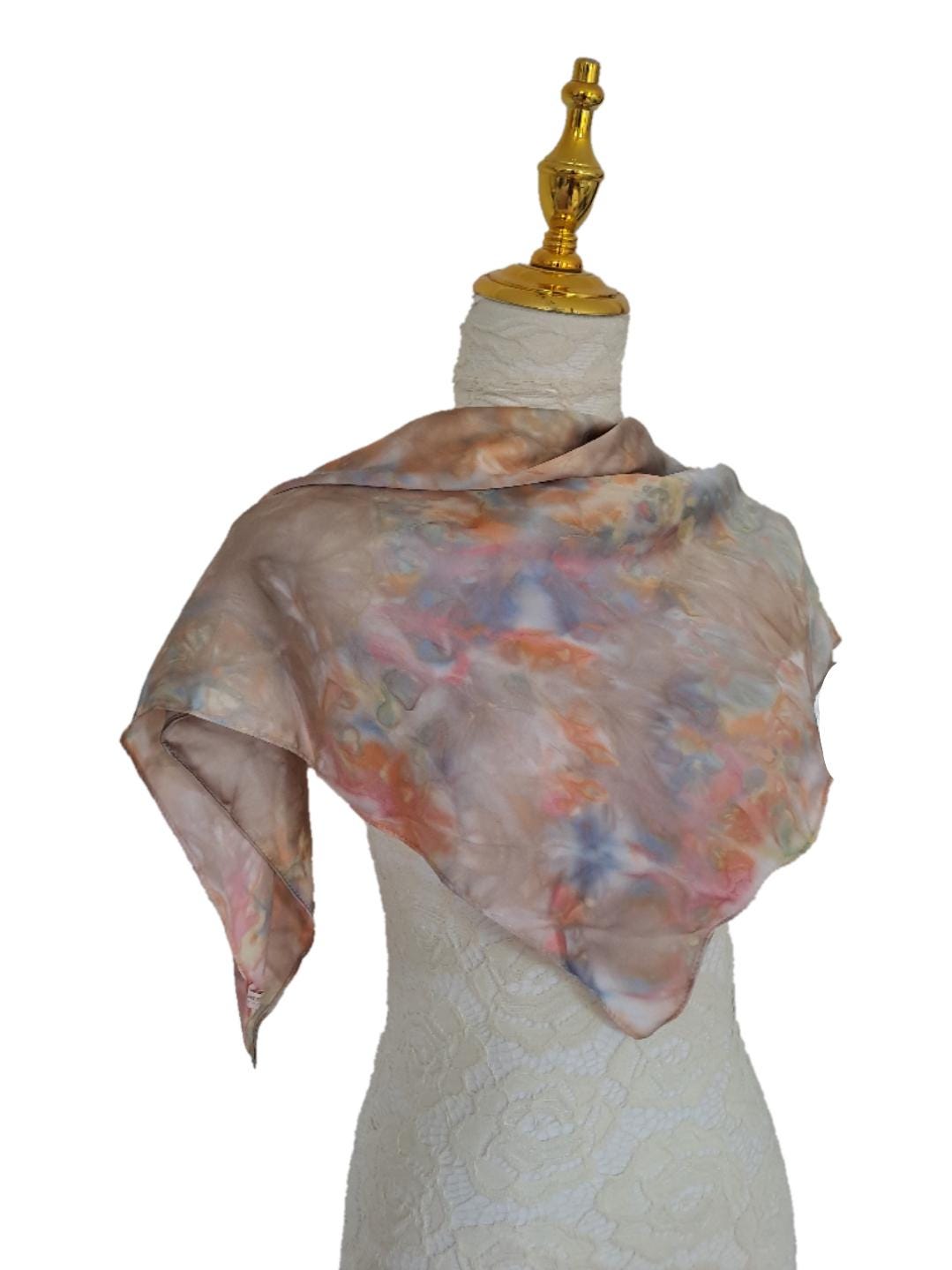 Hand-Painted Silk Scarf: Earthy Watercolor Wearable Art