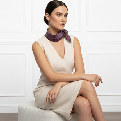 Purple Batik Silk Scarf: Handmade Ice Dyed Elegant Scarf