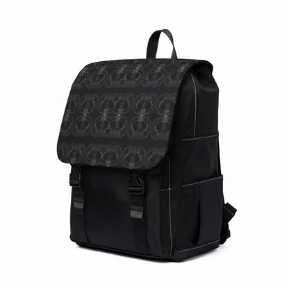 Black Patterned Casual Shoulder Backpack – Lightweight Everyday Daypack