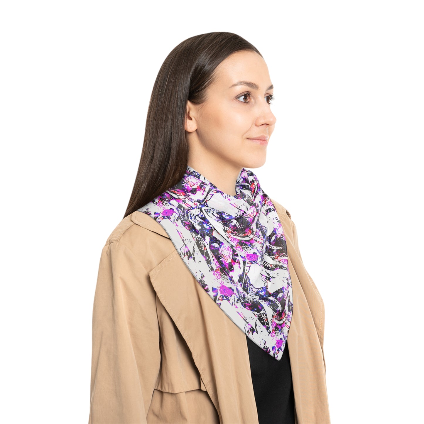 Bohemian Patterned Poly Scarf, Lightweight Fashion Accessory for Women, Versatile Wrap for Everyday, Gifts, Travel, Boho Style