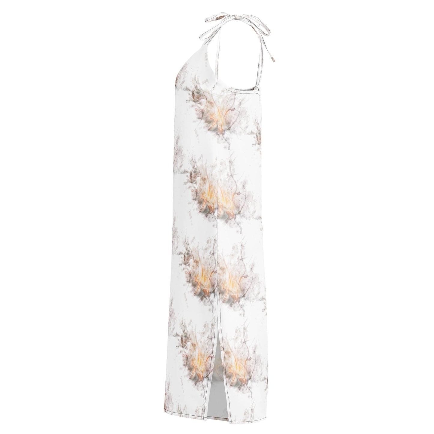 Floral Chiffon Slip Dress: Adjustable Tie Straps, Built-In Bra