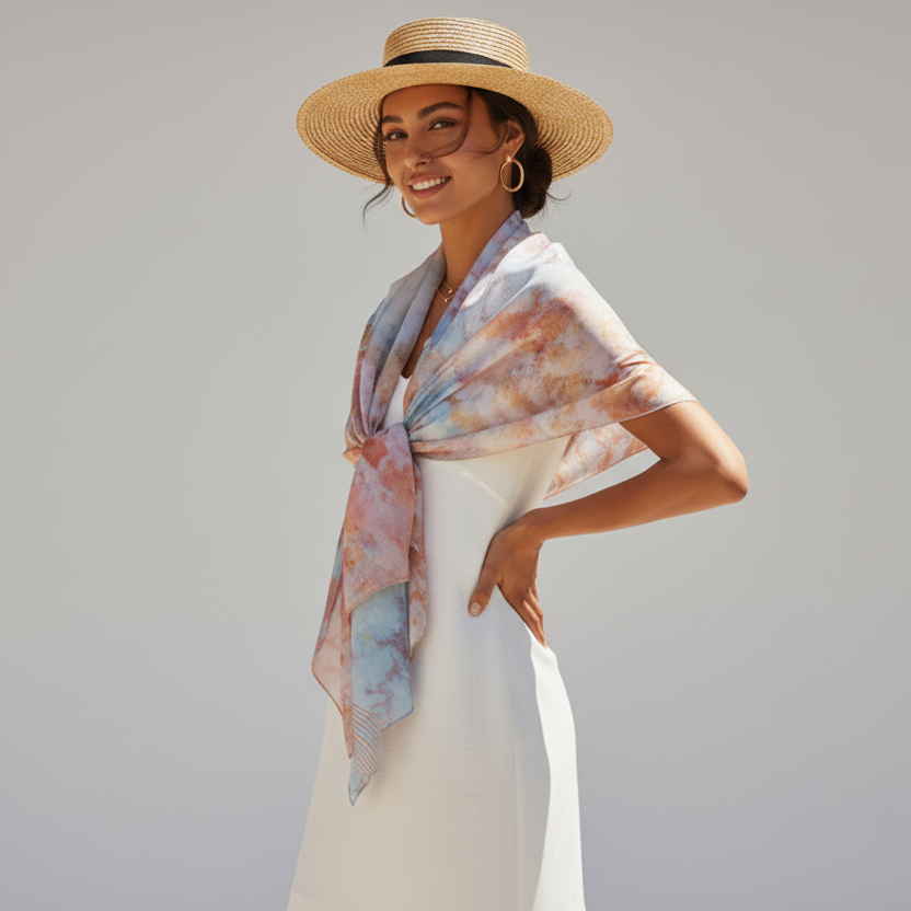 Extra Large Ice Dyed Scarf: Luxury Handmade Accessory