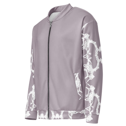 Handmade Pale Silver Pink Bomber Jacket: Stylish Women's Patterned Jacket