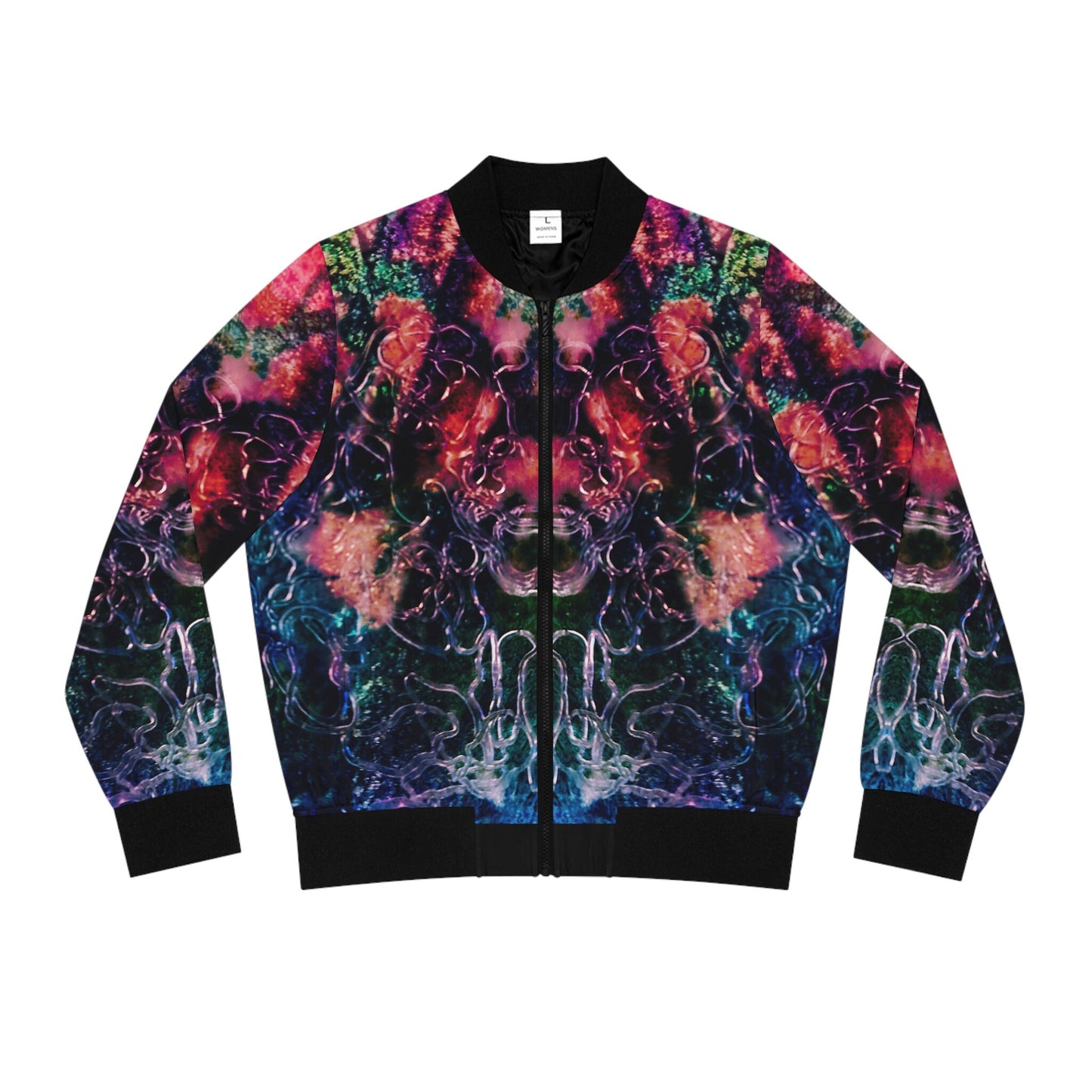 Women's Marbled Bomber Jacket: Polyester Outerwear