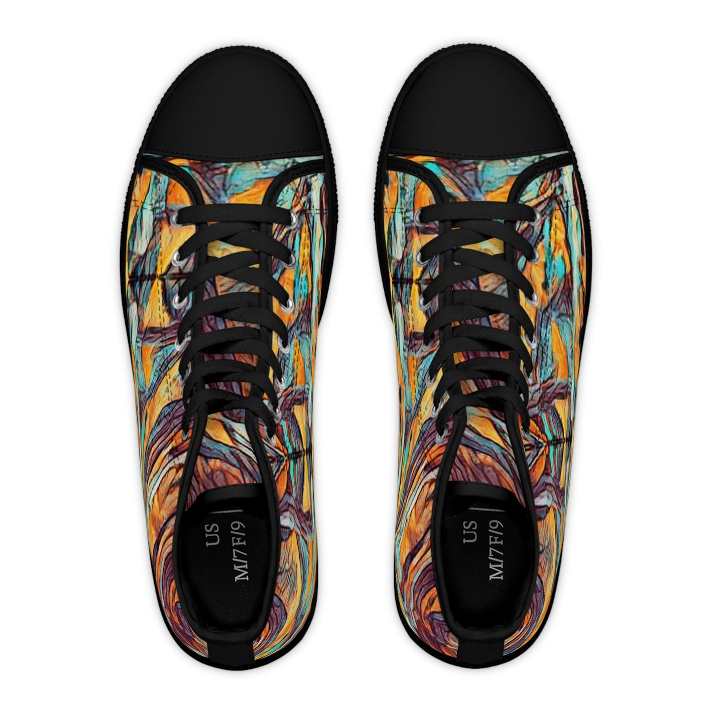 Women's High Top Sneakers — Colorful Abstract Floral Art Print