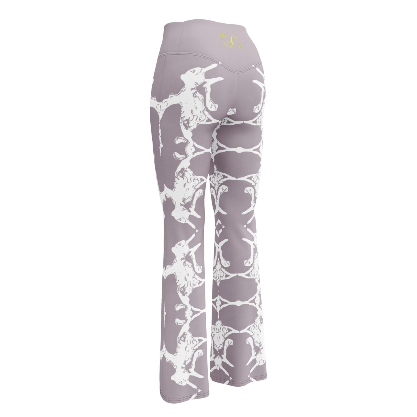Abstract Print Wide-Leg Trousers: High-Waisted Pearl Pink Leggings