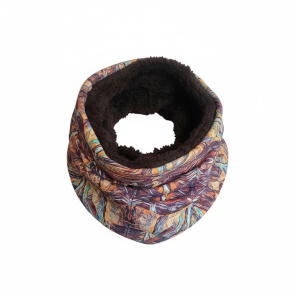 abstract  golden yellow winters scarf, elegant soft velvet scarf or snood. unisex gift for Christmas. luxurious velvet snood scarf