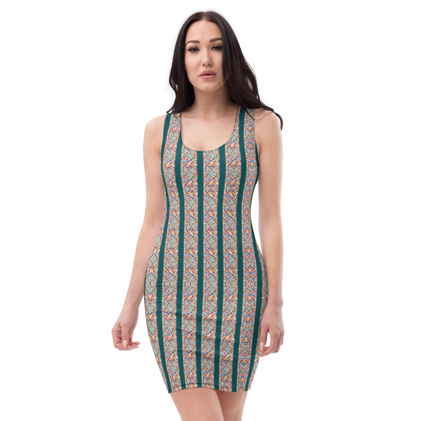 Striped Bodycon Dress: Sleeveless Fitted Party Gown