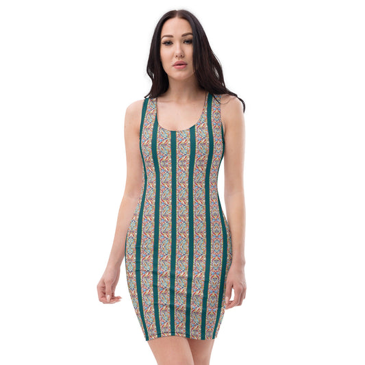 Striped Bodycon Dress: Sleeveless Fitted Party Gown
