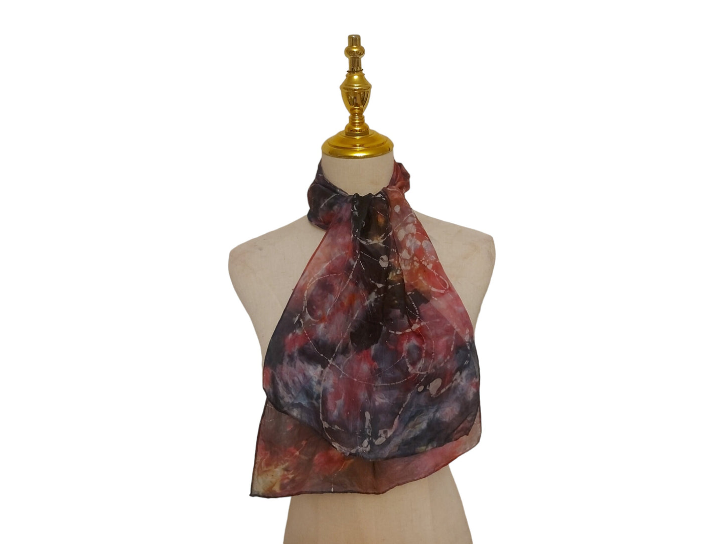 Handmade Silk Scarf: Pink & Black Batik, Lightweight Summer Wrap