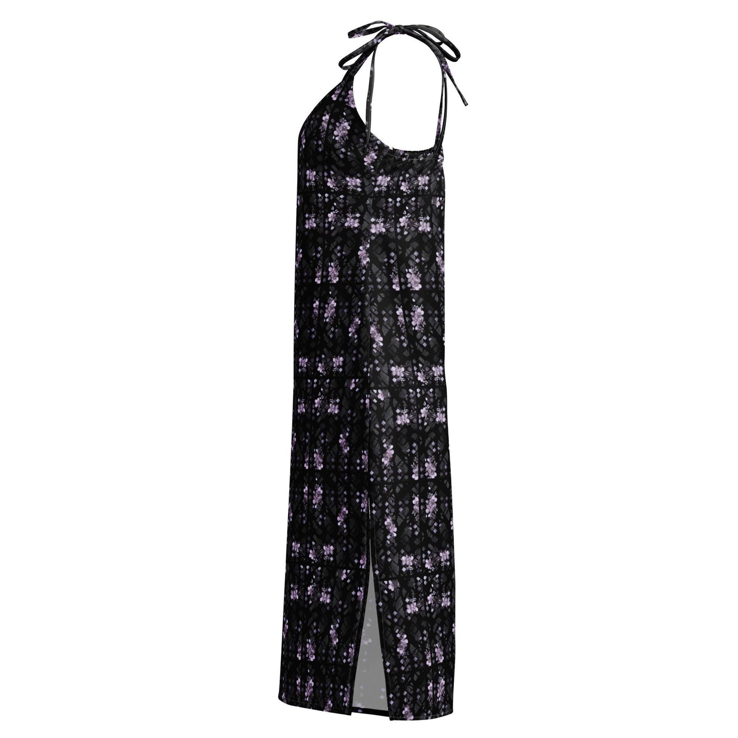 Black Floral Chiffon Midi Dress – womens gift & Holiday Outfit