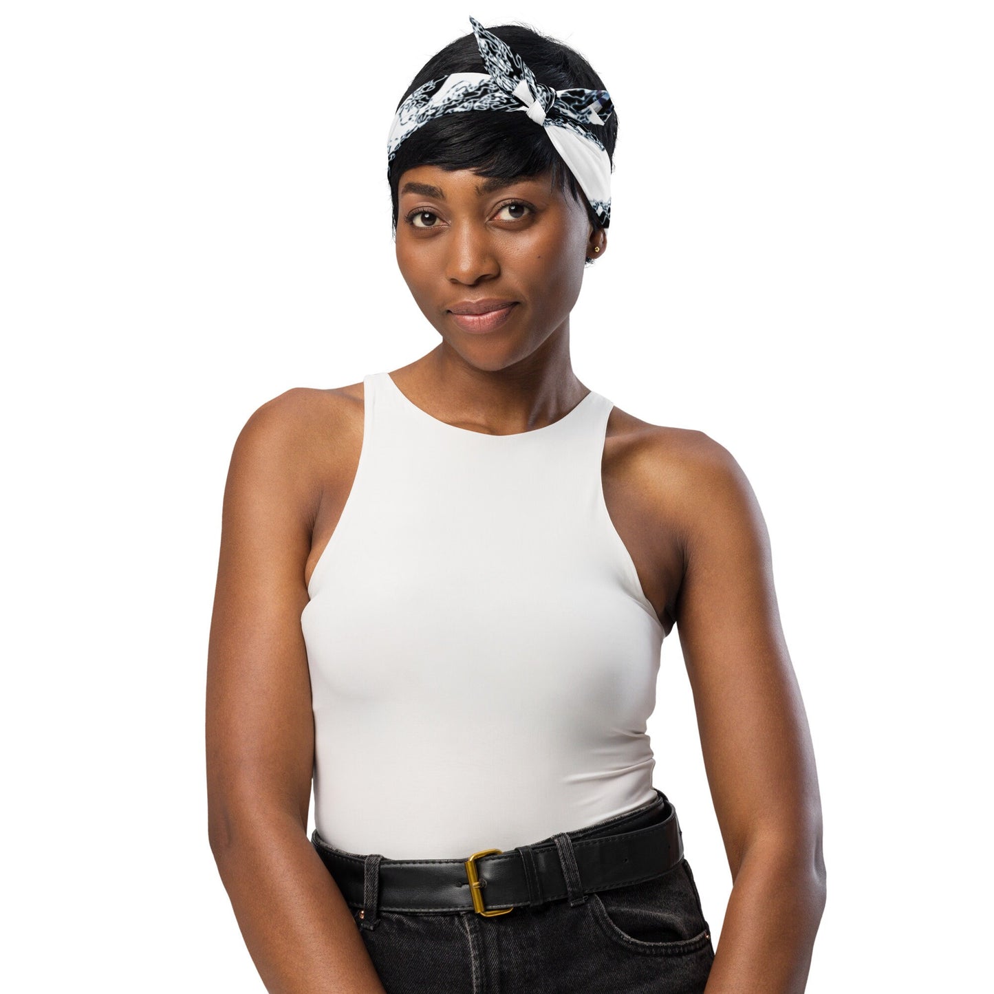 Abstract Floral Bandana: Recycled Polyester Hair Scarf