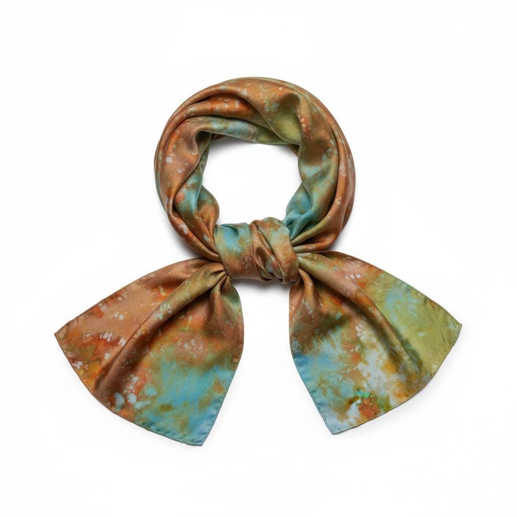 Watercolor Silk Shawl: Golden Yellow Habotai, Rustic Bronze Icedye