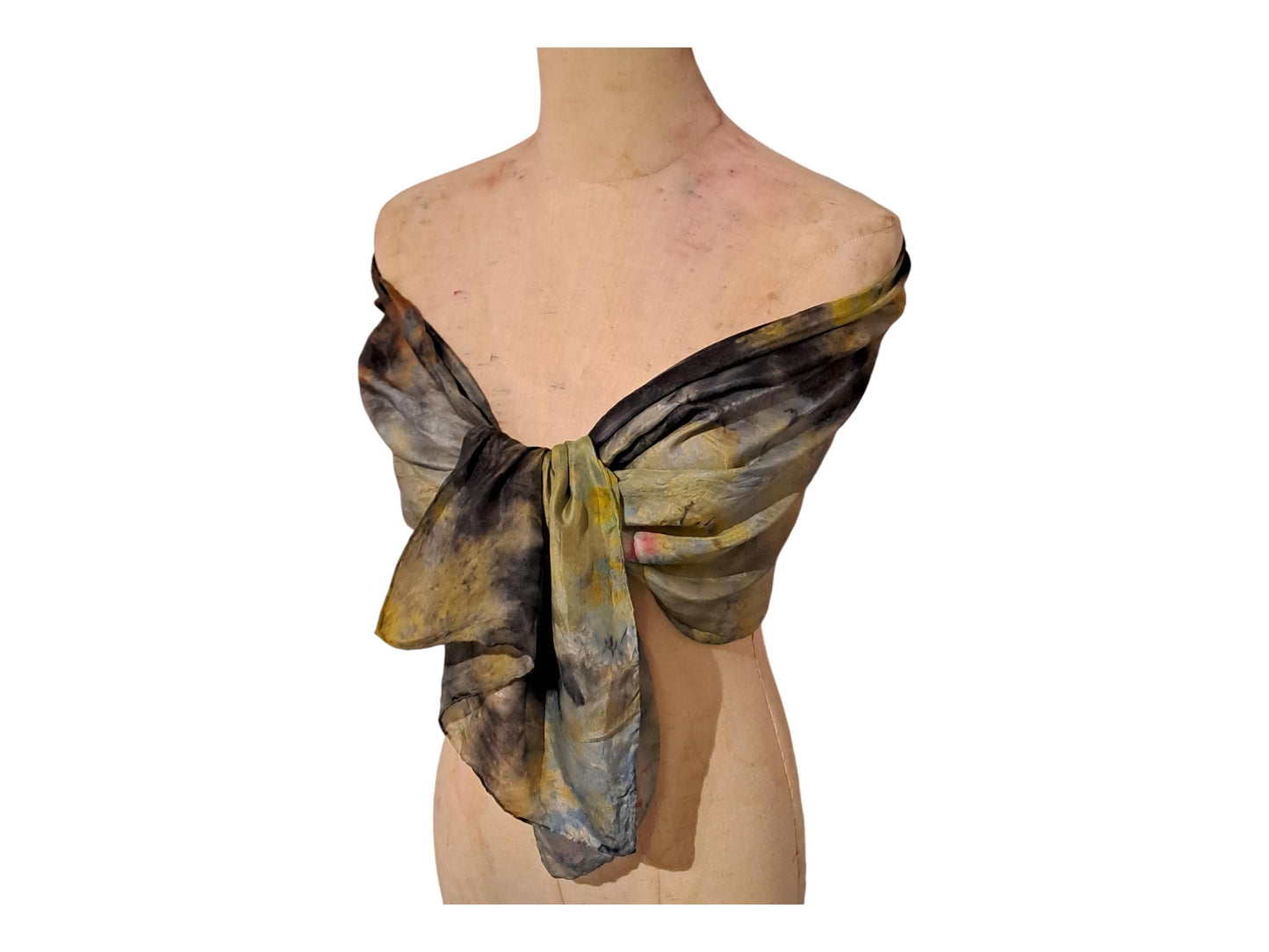 Golden Orange Ice-Dyed Silk Scarf: Lightweight Travel Shawl