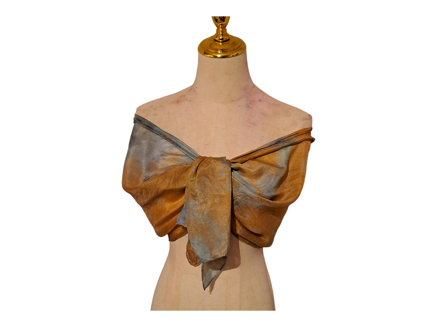Golden Orange Ice-Dyed Silk Scarf: Lightweight Travel Shawl