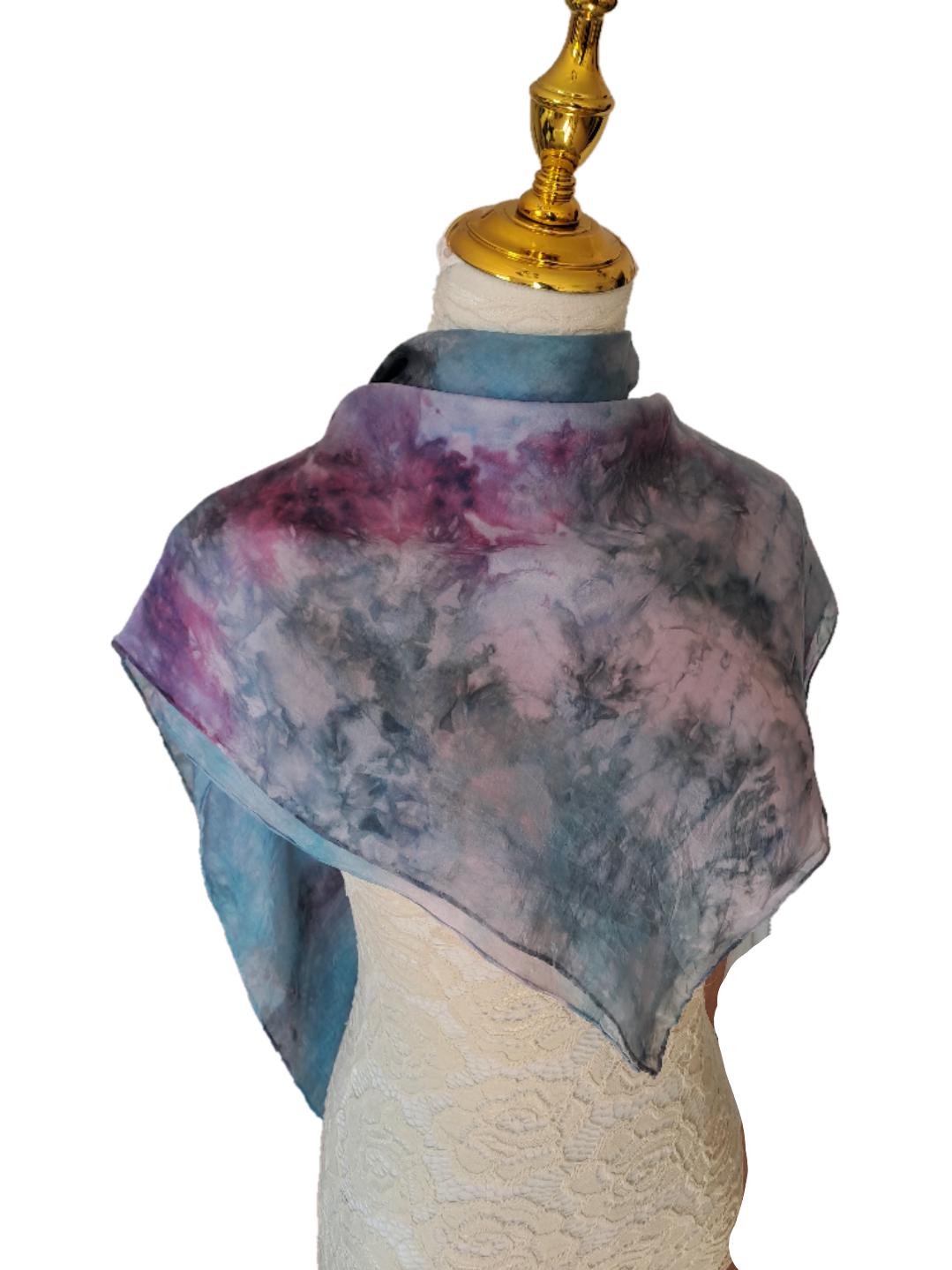 Watercolor Silk Scarf: Elegant Square Accessory- for holidays