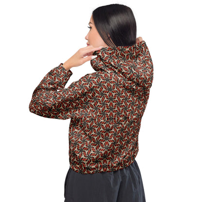 Geometric Pattern Cropped Windbreaker: Lightweight Spring Jacket