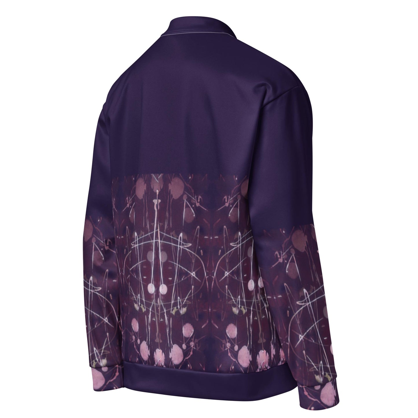 Purple Gradient Bomber Jacket: Batik Style Graphic Design